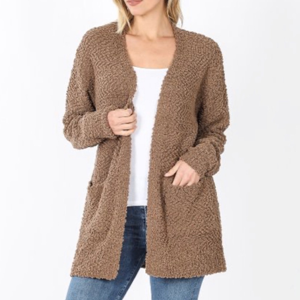 Brown Popcorn Cardigan